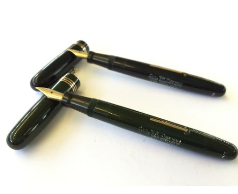 Two vintage Mabie Todd Swan fountain pens, Model No's 3240 and 3220 with 14 carat gold nibs and gilt markings to barrel.