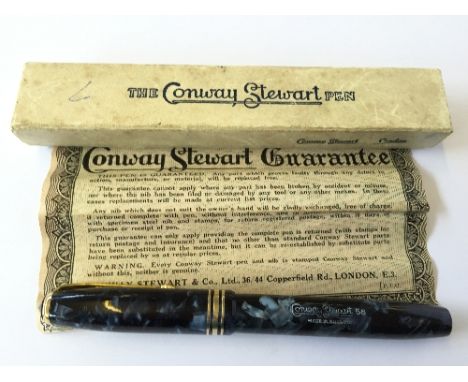 A vintage Conway Stewart fountain pen, Model No. 58 with good gold trim, original marking to barrel and large 14 carat gold n