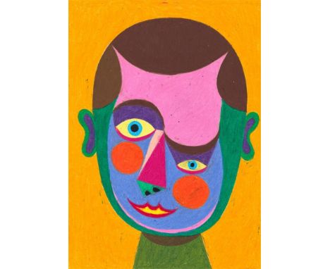 Christoph Ruckhäberle (Pfaffenhofen 1972 – lebt in Leipzig). Kopf. 2009Wachskreide auf Papier.  69,8&nbsp;×&nbsp;50&nbsp;cm (