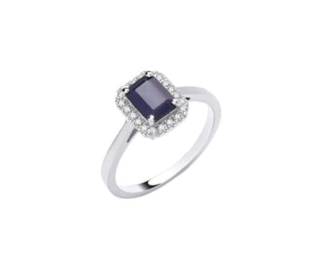 **ON SALE**&nbsp;18ct White Gold 0.12ctw Diamond &amp; 1.10ctw Sapphire Ring
&nbsp;
Metal: 18ct White GoldDimensions: Length 