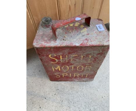A VINTAGE SHELL FUEL CAN (MISSING CAP) 