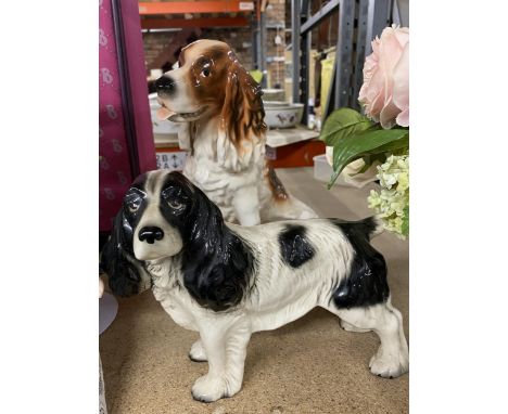 TWO CERAMIC DOG FIGURES OF A COCKER SPANIEL AND A SPRINGER SPANIEL 