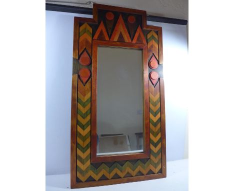 ALAN BOYSON DESIGN R C A (MURALIST AND SCULPTOR 1930-2018) WALL MIRROR, 96X51CM 
