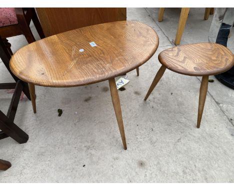 A NEST OF TWO 'ERCOL PEBBLE' TABLES 