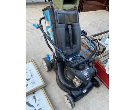 A MACALLISTER LAWN MOWER WITH BRIGGS AND STRATTON PETROL ENGINE 