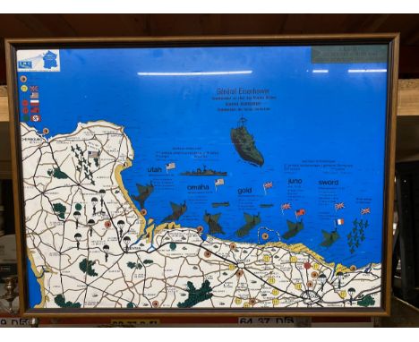 A FRAMED PRINT OF THE POSITIONS OF TROOPS DURING THE WAR 