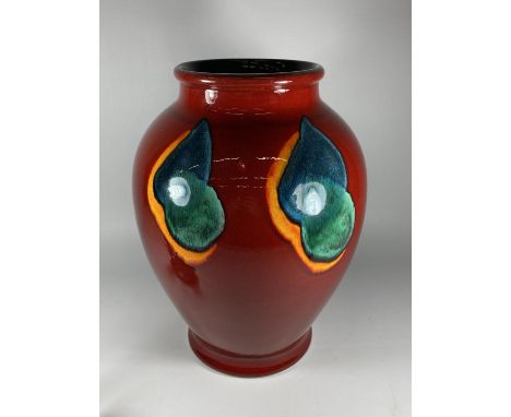 A LARGE POOLE POTTERY VASE, HEIGHT 36CM 