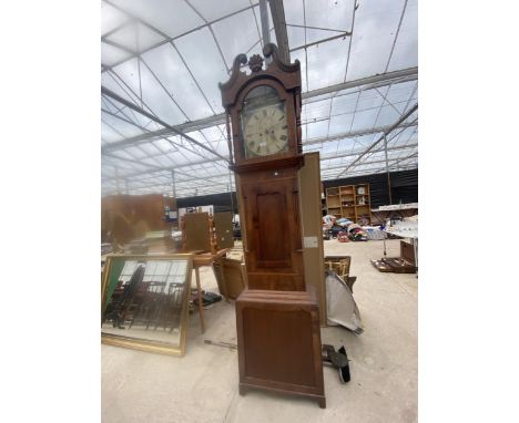 A VICTORIAN MAHOGANY EIGHT-DAY LONGCASE CLOCK WITH PAINTED ENAMEL DIAL, BY THOS. METCALFE, STOCKTON 