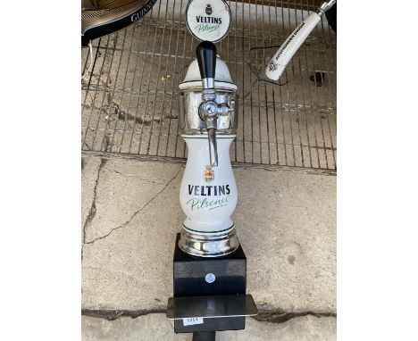 A CERAMIC 'VELTINS PILSNER' BEER PUMP 