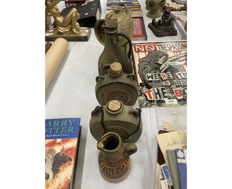 A QUANTITY OF VINTAGE TREMAR CORNISH STONEWARE TO INCLUDE GIN AND BRANDY BOTTLES, SALT PIG, ETC., 