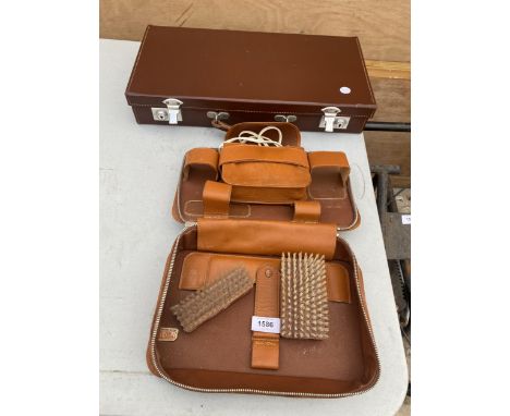 A VINTAGE TRAVEL CASE AND A PART COMPLETE VANITY SET 