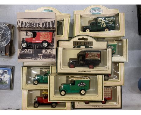 ELEVEN BOXED LLEDO DIECAST PROMOTIONAL VINTAGE VANS 