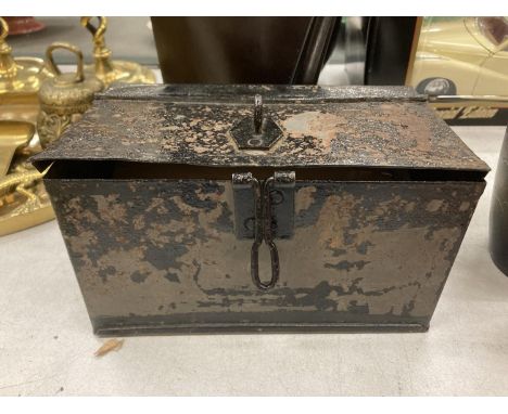 A VINTAGE DEED TIN CONTAINING A QUANTITY OF BIRTH, DEATH AND MARRIAGE CERTIFICATES 
