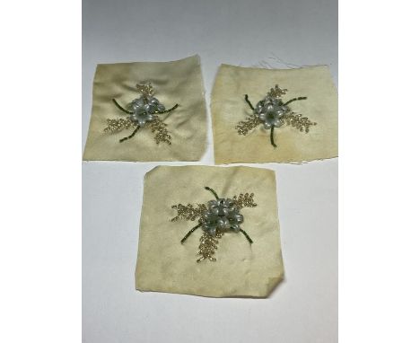 THREE VINTAGE EMBROIDERED AND BEADED PANELS 