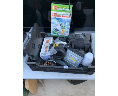 AN ASSORTMENT OF ITEMS TO INCLUDE AN IPOD, A PORTABLE DVD PLAYER AND A WIRELESS MICROPHONE SPEAKER ETC 
