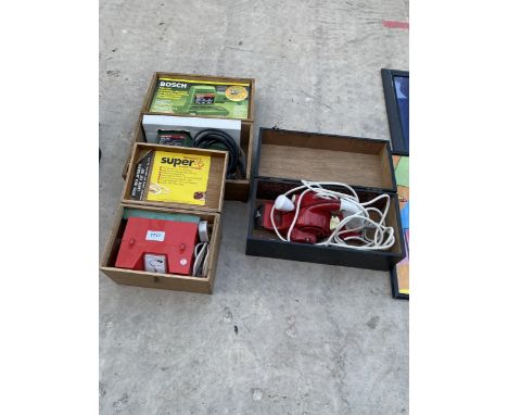 THREE POWER TOOLS TO INCLUDE A PLANE, A SANDER AND A BATTERY CHARGER 