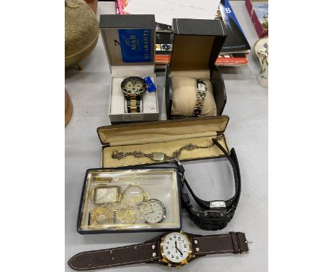 A QUANTITY OF WRISTWATCHES TO INCLUDE SOME VINTAGE PLUS AN ORIENTAL STYLE BRACELET WITH JADE 