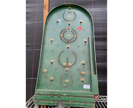 A BVINTAGE WOODEN BAGATELLE GAME 