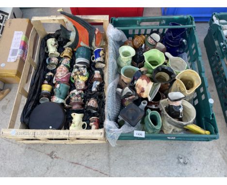 A LARGE ASSORTMENT OF CERAMIC CHARACTER JUGS 