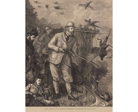 AFTER SYDNEY HALL "The Duke in a warm corner - a sketch in Norfolk" black and white print 28 x 23cms 