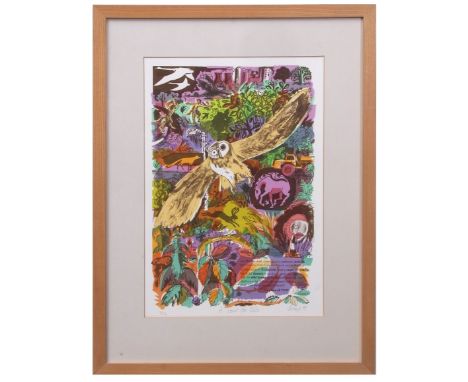 AR CARRY AKROYD, SWLA (born 1953) "A Court for Owls" coloured lithograph, signed, dated 98, numbered 3/12 and inscribed with 