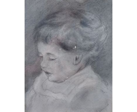 E. LEWIN  PENCIL DRAWING  Head of a child signed  7 1/2" x 6" (19cm x 15.2cm) 