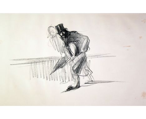 JEAN LOUIS FORAIN  LITHOGRAPH OF A CHARCOAL DRAWING  'Homme d' Affaires'  Attributed and titled to mount 12 1/2" x 20" (31.8c