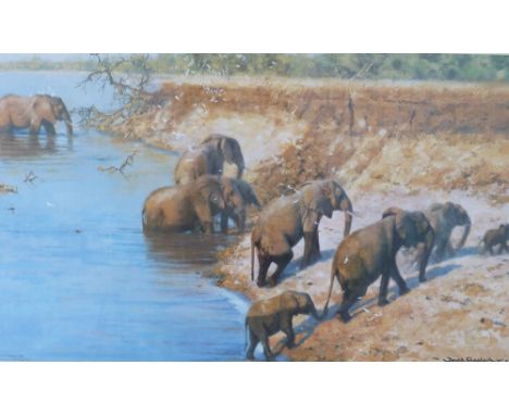 DAVID SHEPHERD (B.1931) ARTIST SIGNED LIMITED EDITION COLOUR PRINTS "The Crossing" 327/500 11 ¾" x 17 ½" (29.8cm x 44.5cm) AN