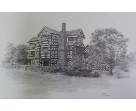 MARC GRIMSHAW (b. 1957) 3 ARTIST SIGNED LIMITED EDITION PRINTS OF PENCIL DRAWINGS 'Mottram Old Hall, Cheshire' 'Bridge Street