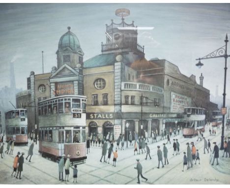 ARTHUR DELANEY  SIGNED LIMITED EDITION COLOUR PRINT Street corner, the Ardwick Empire, Manchester signed in pencil with artis