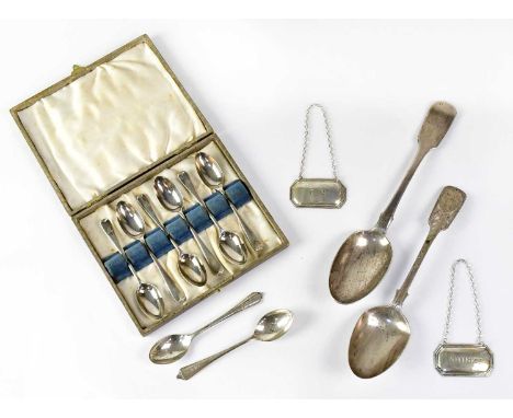 A small quantity of hallmarked silver spoons to include a Victorian example by H. J. Lias &amp; Son, London 1864, a serving s