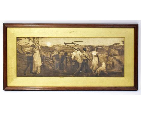 ROBERT WALKER MACBETH AFTER GEORGE MASON; engraving, 'The Harvest Moon', 31 x 86cm, gallery label verso, framed and glazed.Co