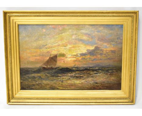 THOMAS DANBY (1818-1886); oil on canvas, seascape with sailing boats, signed lower left, 26.5 x 41.5cm, framed.Condition Repo