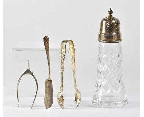 J. B. CHATTERLEY &amp; SONS LTD; an Elizabeth II hallmarked silver topped sugar sifter, Sheffield 1986, together with hallmar