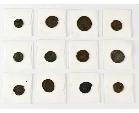 Twelve coins from the Ancient Greek and Roman period, to include examples from the reigns of Philip II, Constantius II, Tetri
