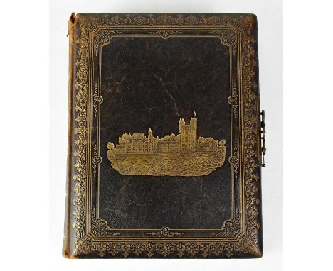 An early 20th century gilt tooled leather-bound musical photograph album, inscribed to the title page 'The Balmoral Album', p