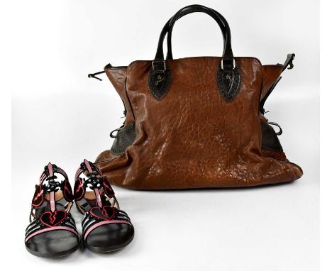 FENDI; a brown leather 'Bag De Jour' handbag, with dark brown leather trim and handles, approx. 34 x 50 x 14cm, together with