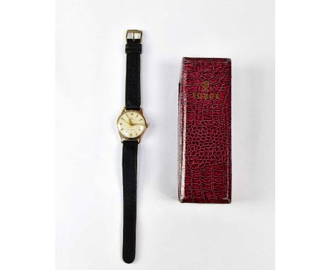 TUDOR; a 9ct gold cased Royale wristwatch, the champagne-coloured dial set with Arabic and baton numerals, case inscribed 'Mr