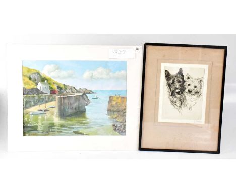 JOHN SPANTON (20th century); oil on board, 'Porthgain', signed lower left, 29 x 39.5cm, mounted, together with J. Stewart, et