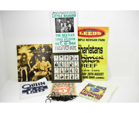 Various Rock and Pop memorabilia to include a concert poster for The Charlatans, The Chemical Brothers and Reef, for the Leed