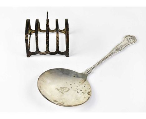 C. T. BURROWS &amp; SONS; a George VI hallmarked silver dessert serving spoon, length 23.5cm, width of bowl 9cm, Birmingham 1