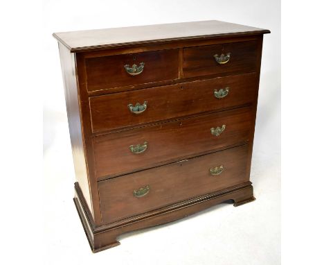 A George III mahogany chest of two short and three long graduated drawers on ogee bracket feet, 111 x 107 x 54cm.