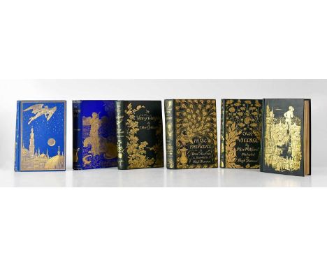 Six late Victorian gilt tooled books, comprising 'Pride and Prejudice' by Jane Austen, illustrated by Hugh Thomson, published