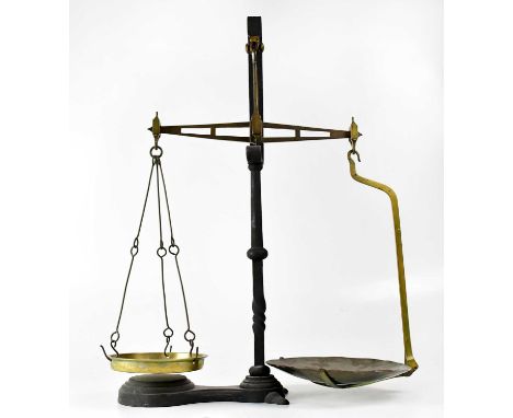A set of Victorian balance scales and weights, together with a vintage no.0 pocket balance (2).