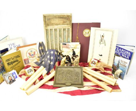 A collection of items relating to American History, to include fake scrimshaws with 'Buffalo Bill', 'Pony Express', 'The Ship