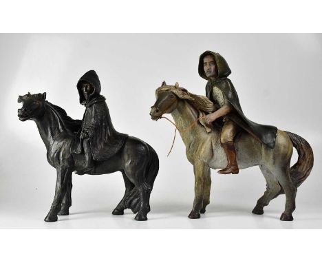† LORD OF THE RINGS; four figures by Neil Dalrymple, comprising three on horseback and 'Treebeard', height of largest 47cm (4