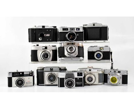 A collection of vintage cameras to include Paxina Achcromat, an Agfa Agimatic, a Bilora Bella 44, a Rank Aldis, Adox, Coronet