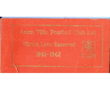 ASTON VILLA SEASON TICKET 1961-62
Contains some unused tickets
&nbsp;