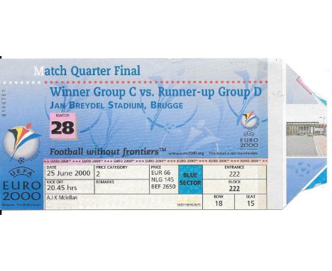 2000 EUROPEAN CHAMPIONSHIPS SPAIN V FRANCE TICKET
Slight fold