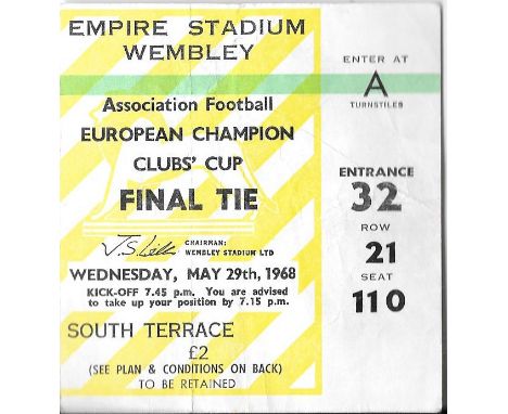 1968 EUROPEAN CUP FINAL BENFICA V MANCHESTER UNITED TICKET
Folds